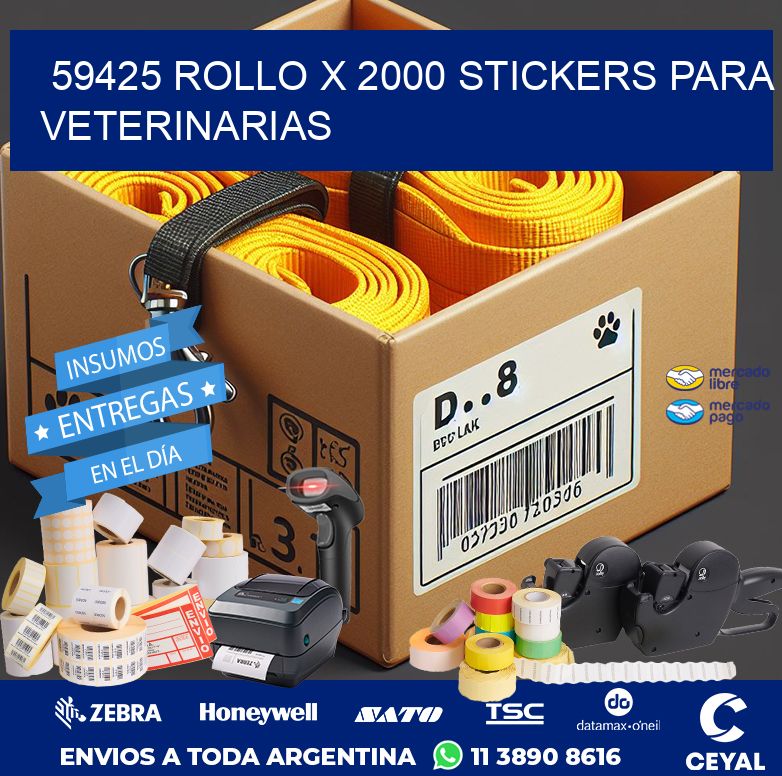 59425 ROLLO X 2000 STICKERS PARA VETERINARIAS