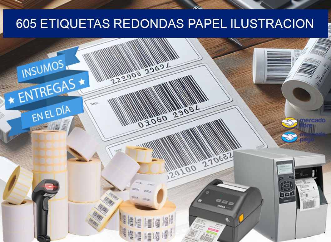605 ETIQUETAS REDONDAS PAPEL ILUSTRACION