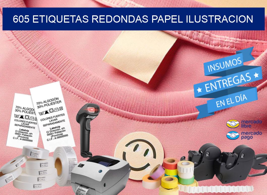 605 ETIQUETAS REDONDAS PAPEL ILUSTRACION