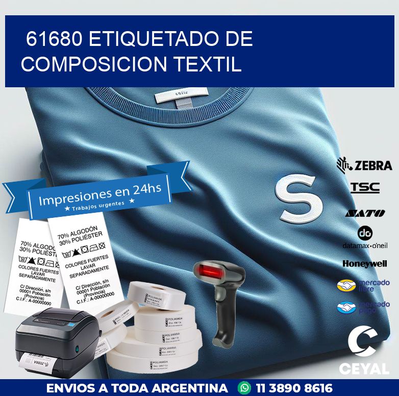 61680 ETIQUETADO DE COMPOSICION TEXTIL
