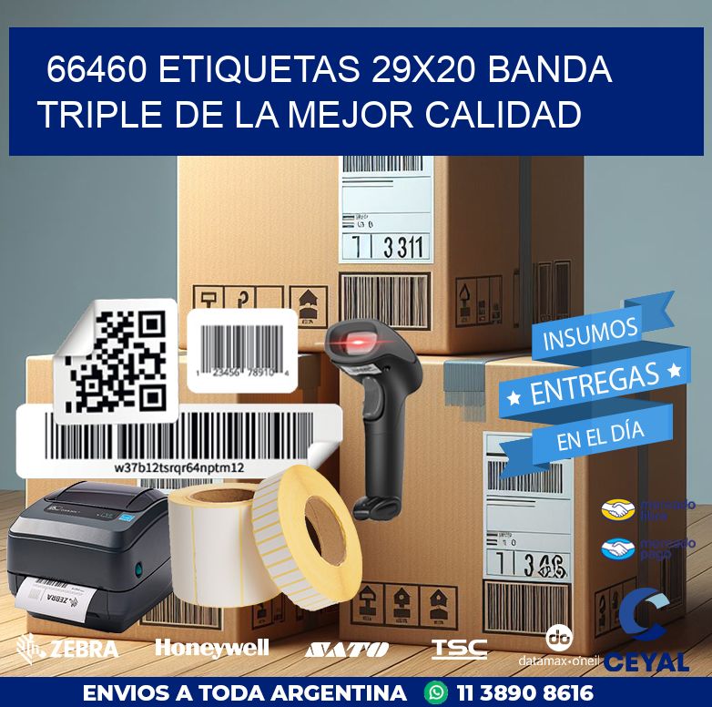 66460 ETIQUETAS 29X20 BANDA TRIPLE DE LA MEJOR CALIDAD