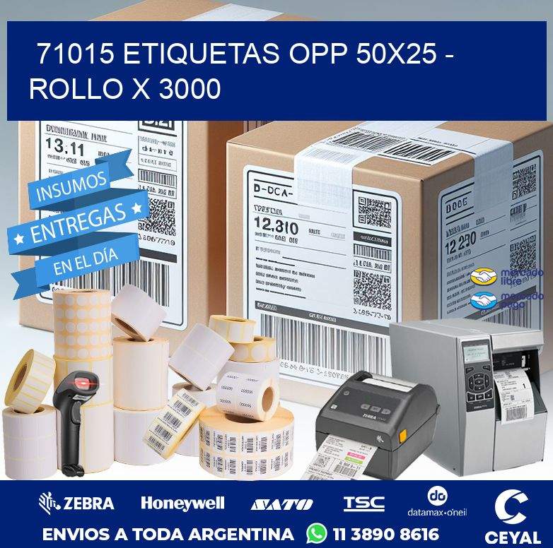 71015 ETIQUETAS OPP 50X25 - ROLLO X 3000