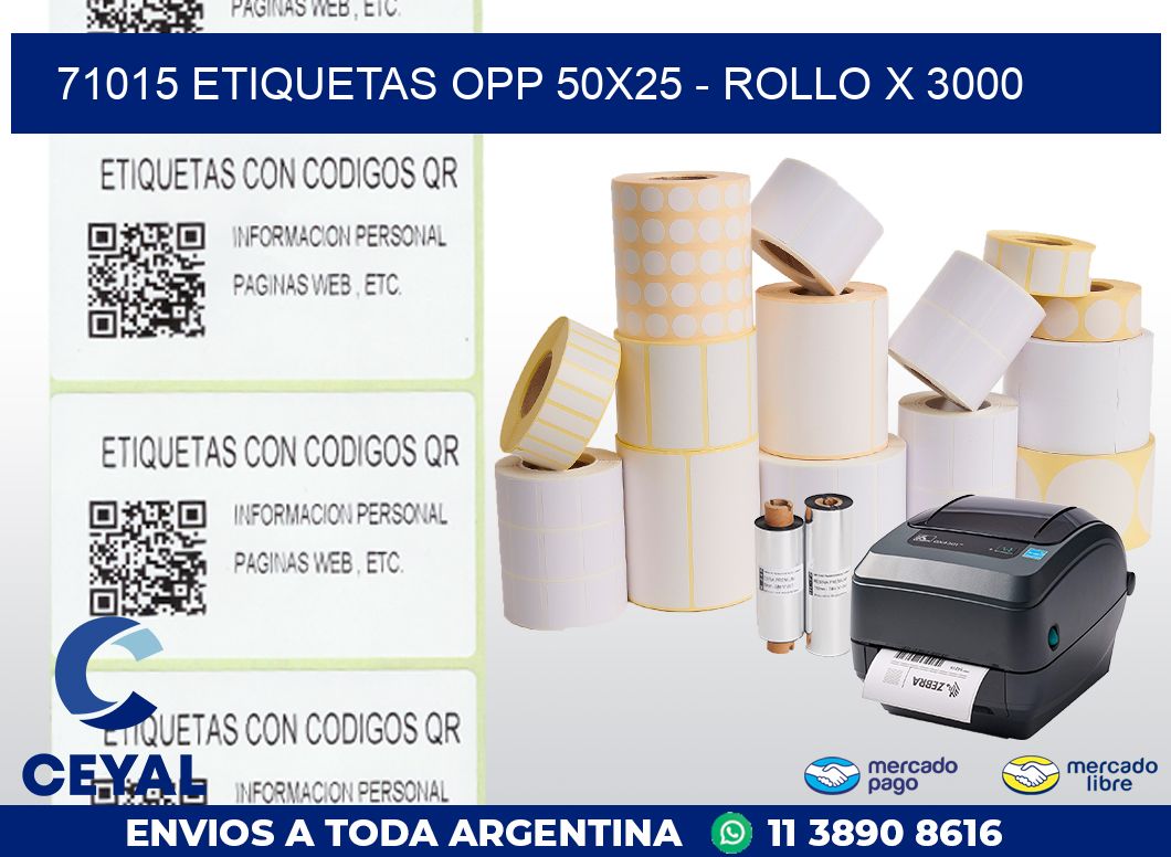 71015 ETIQUETAS OPP 50X25 - ROLLO X 3000