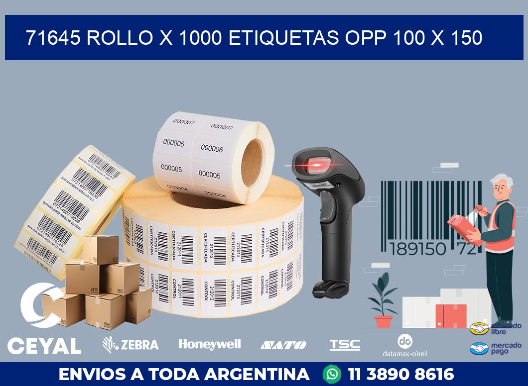 71645 ROLLO X 1000 ETIQUETAS OPP 100 X 150