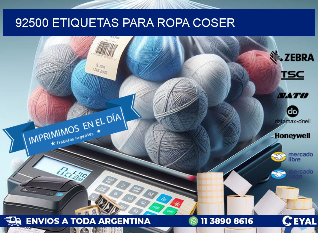 92500 ETIQUETAS PARA ROPA COSER