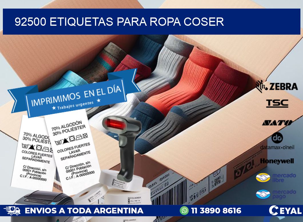 92500 ETIQUETAS PARA ROPA COSER