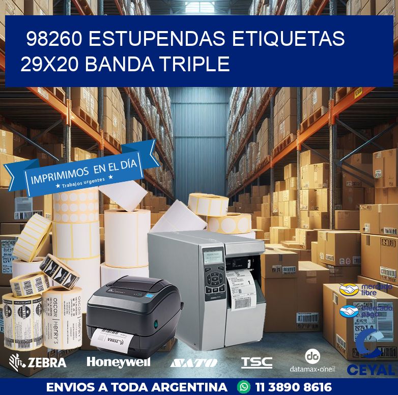 98260 ESTUPENDAS ETIQUETAS 29X20 BANDA TRIPLE