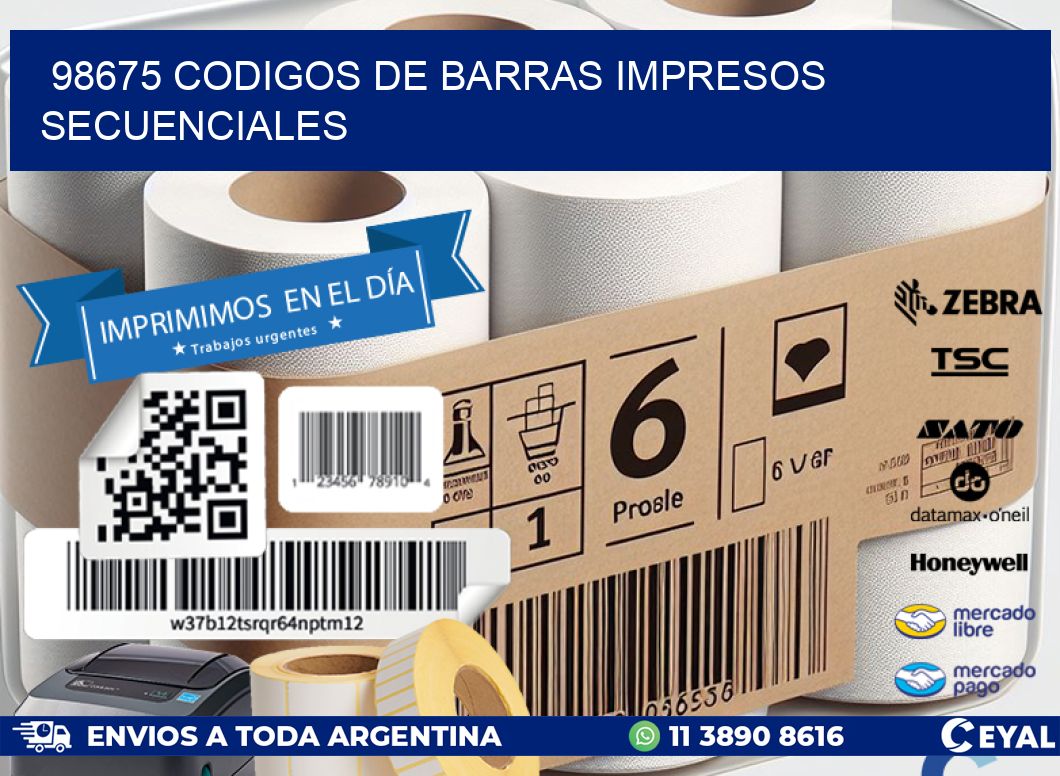 98675 codigos de barras impresos secuenciales
