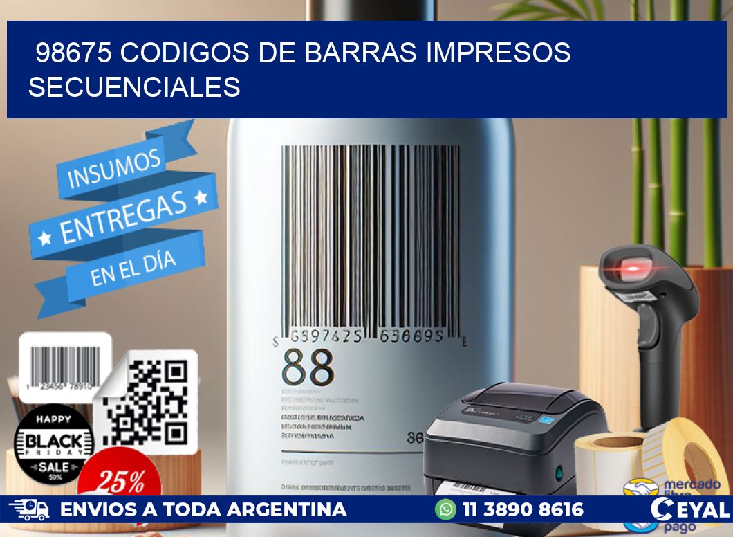 98675 codigos de barras impresos secuenciales