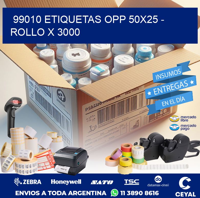 99010 ETIQUETAS OPP 50X25 - ROLLO X 3000