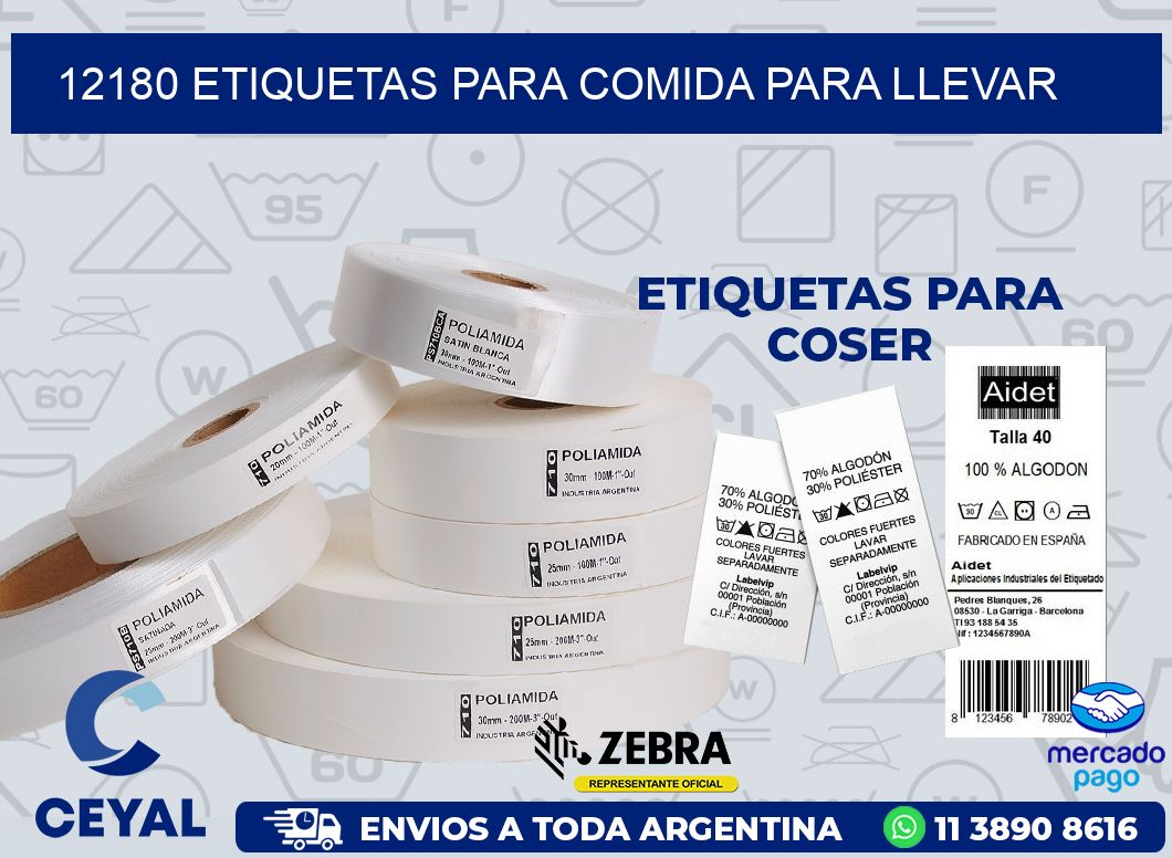 12180 ETIQUETAS PARA COMIDA PARA LLEVAR