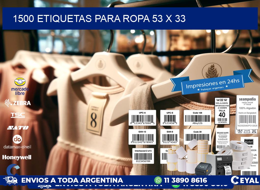 1500 ETIQUETAS PARA ROPA 53 x 33
