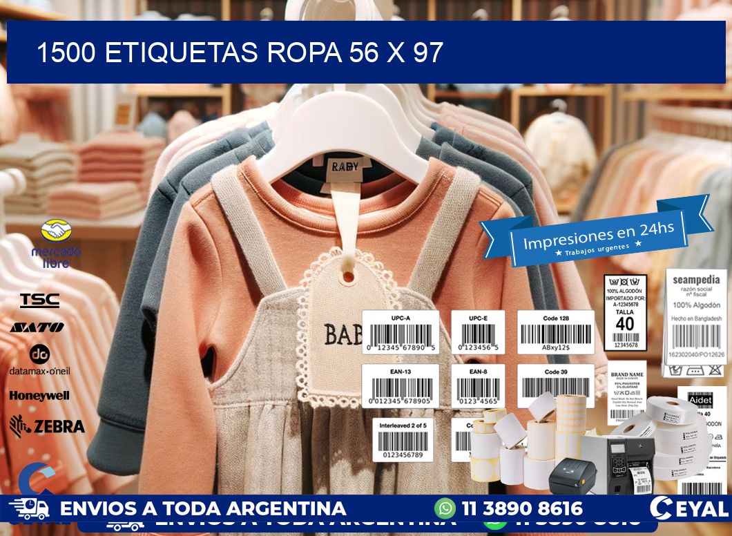 1500 ETIQUETAS ROPA 56 x 97