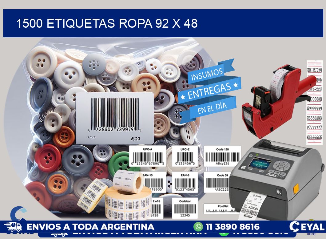 1500 ETIQUETAS ROPA 92 x 48