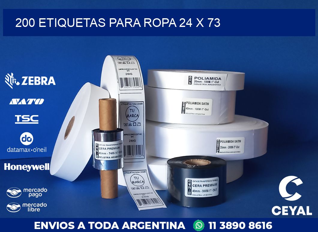 200 ETIQUETAS PARA ROPA 24 x 73