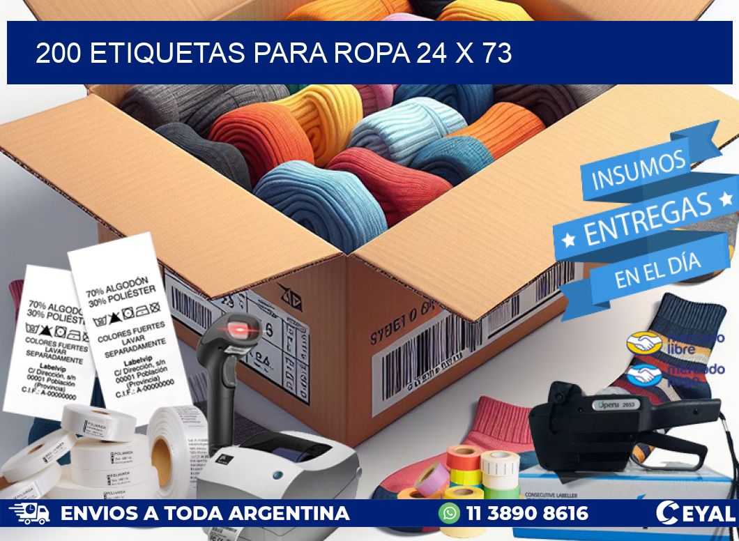 200 ETIQUETAS PARA ROPA 24 x 73
