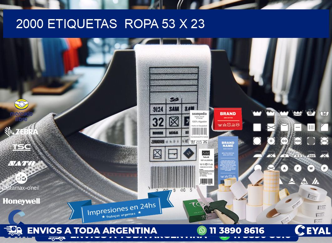 2000 ETIQUETAS  ROPA 53 x 23