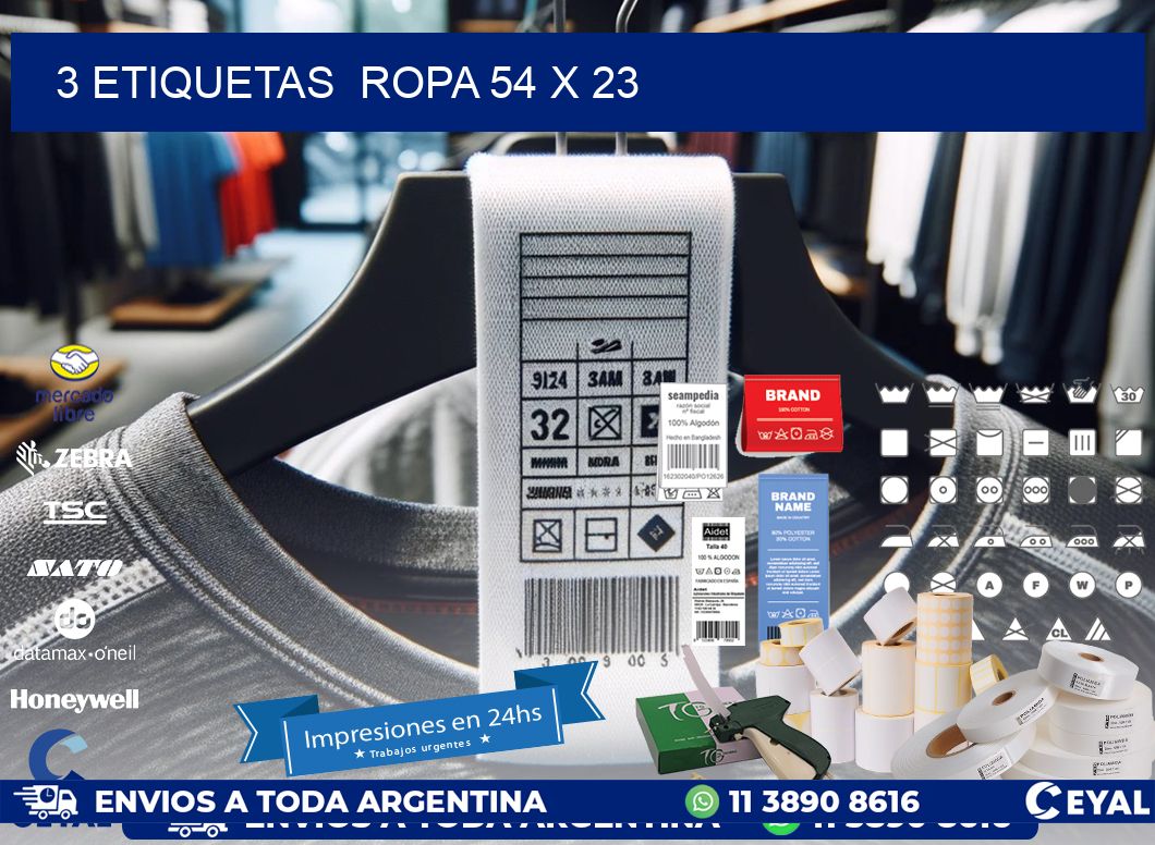 3 ETIQUETAS  ROPA 54 x 23