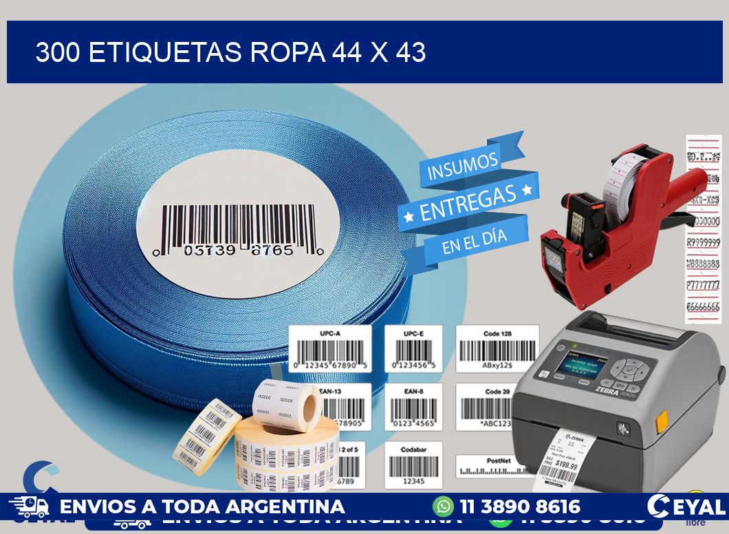 300 ETIQUETAS ROPA 44 x 43