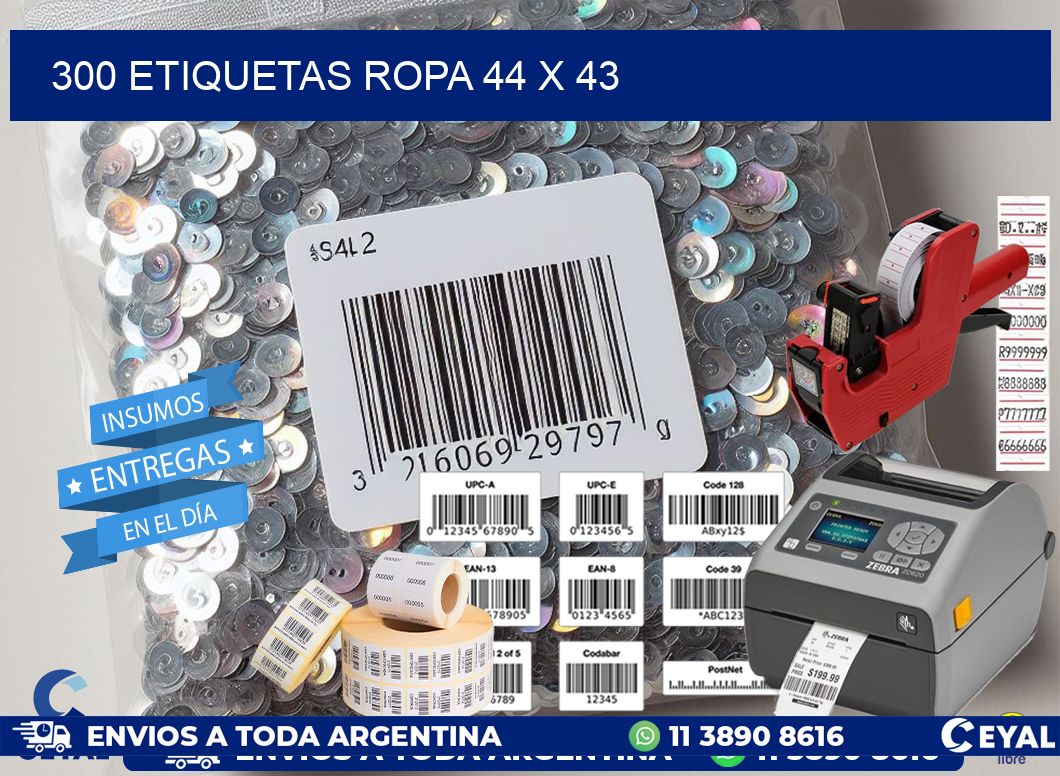 300 ETIQUETAS ROPA 44 x 43