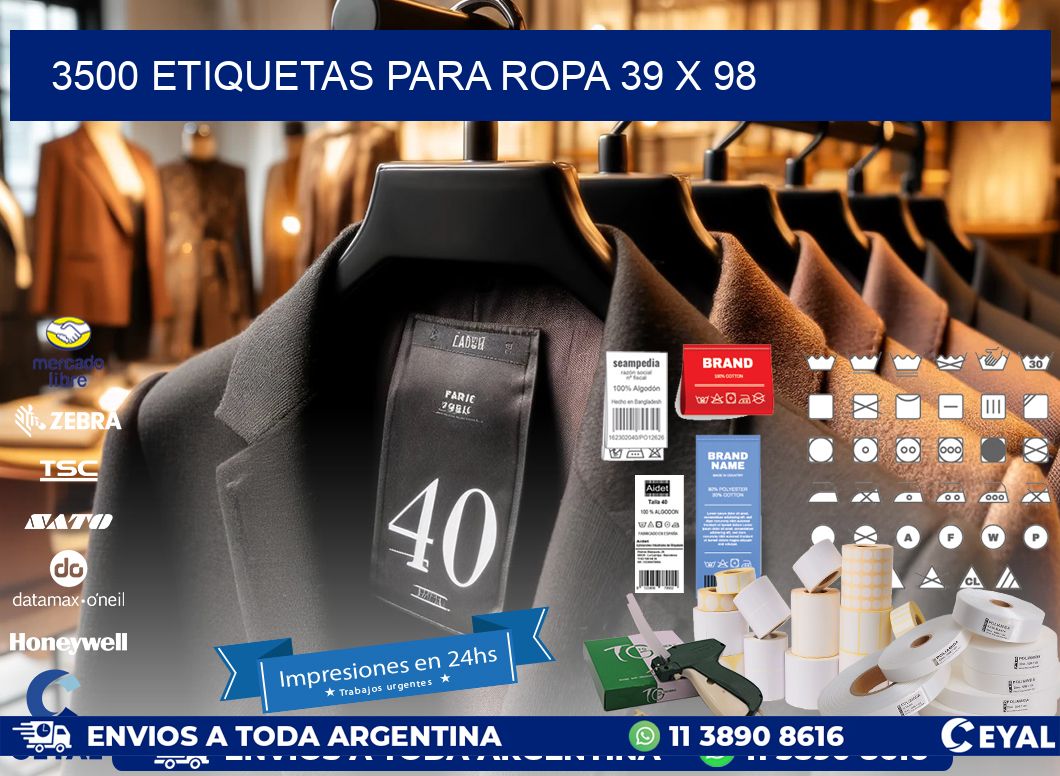 3500 ETIQUETAS PARA ROPA 39 x 98