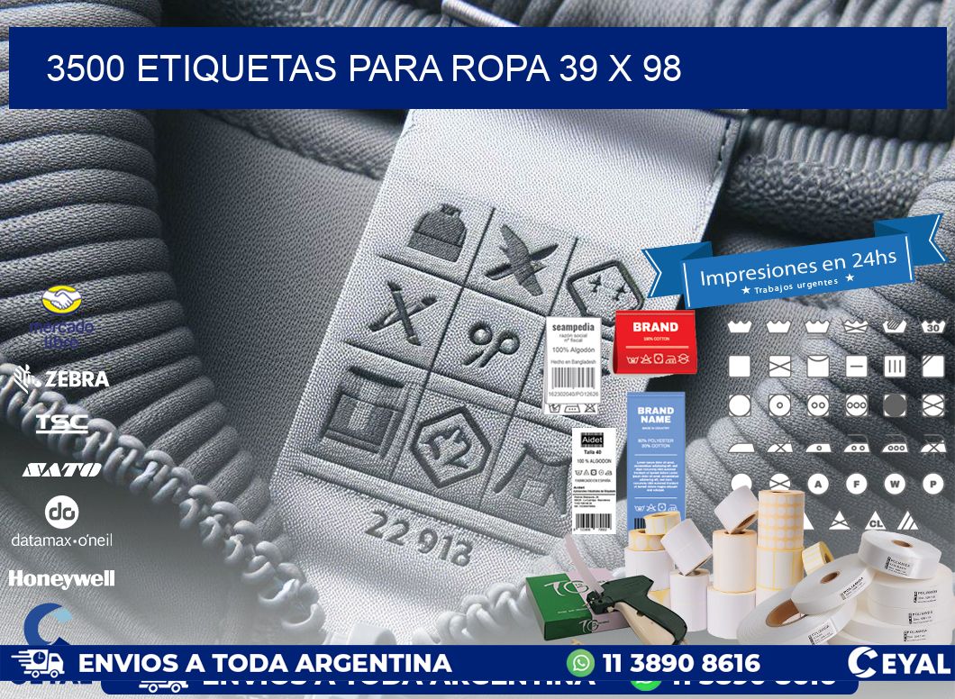 3500 ETIQUETAS PARA ROPA 39 x 98