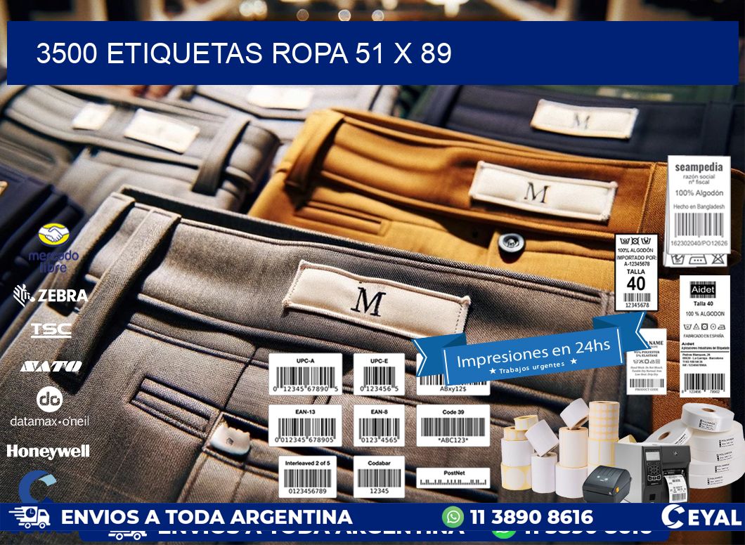 3500 ETIQUETAS ROPA 51 x 89