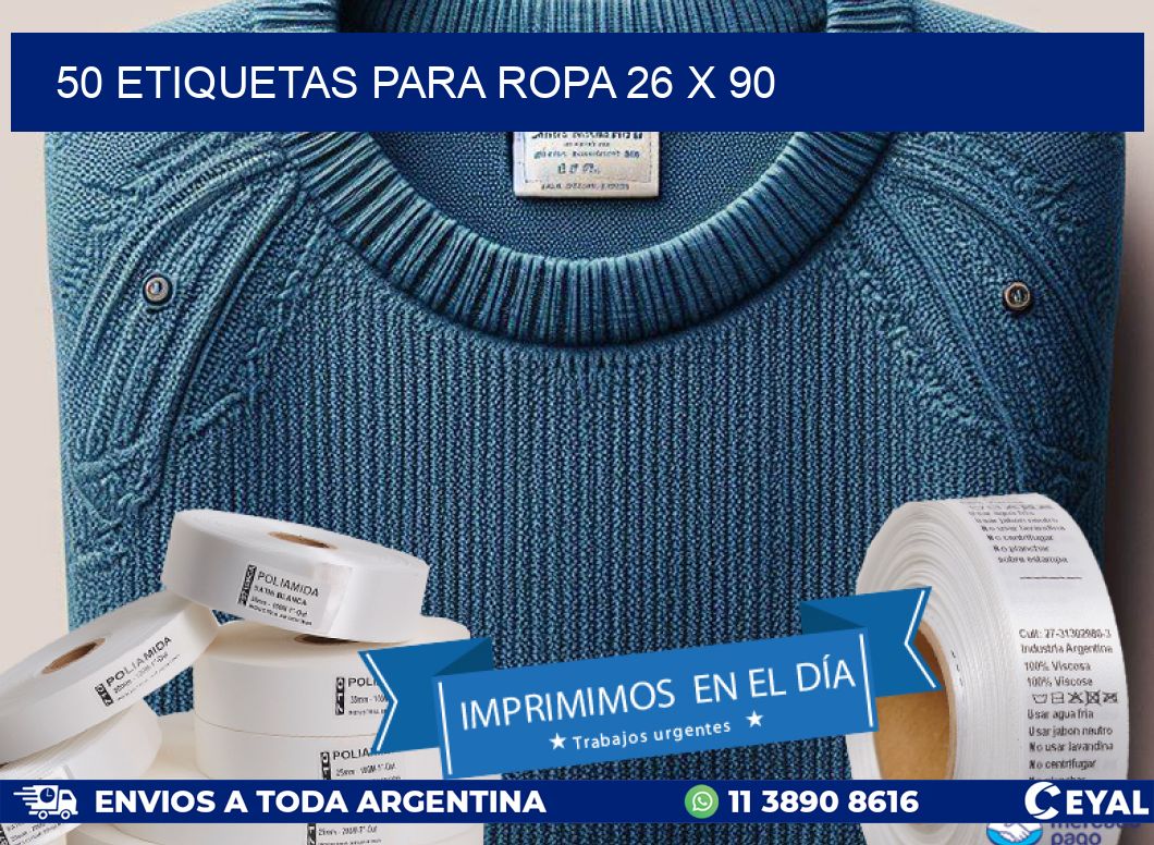 50 ETIQUETAS PARA ROPA 26 x 90
