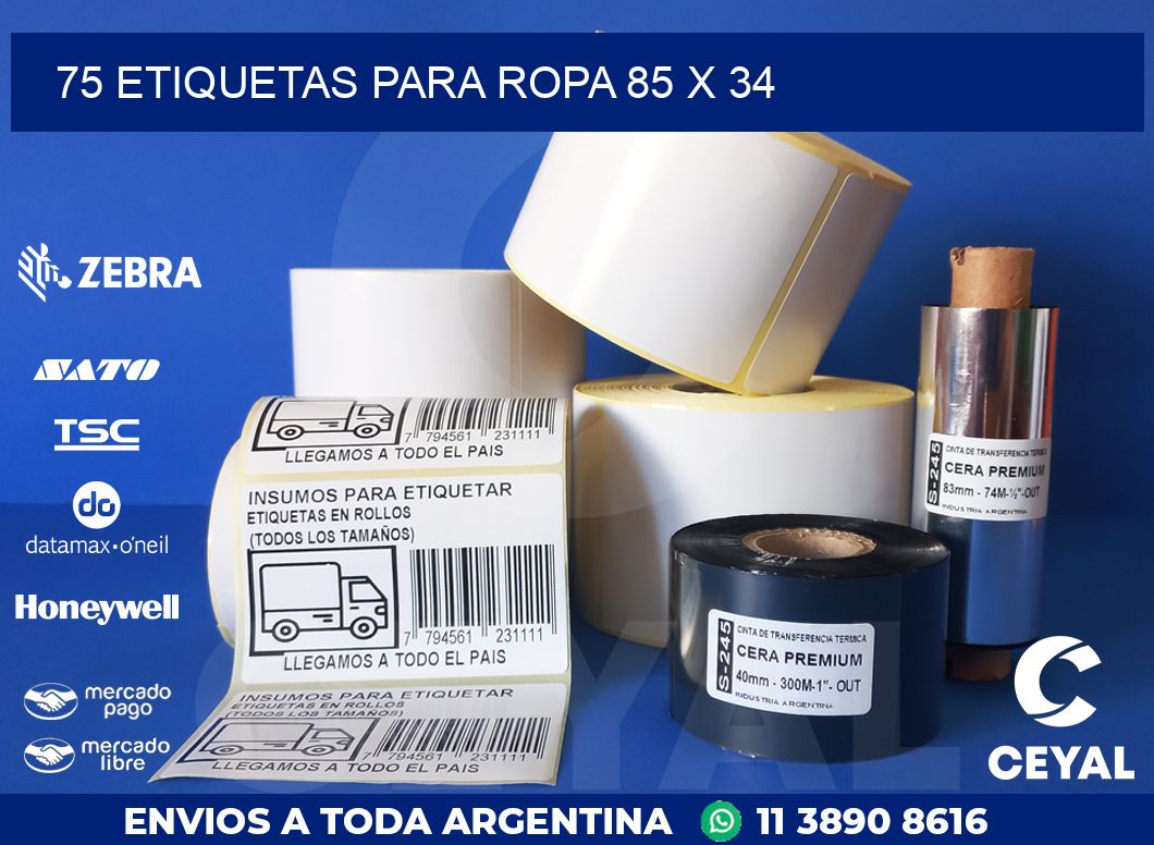 75 ETIQUETAS PARA ROPA 85 x 34
