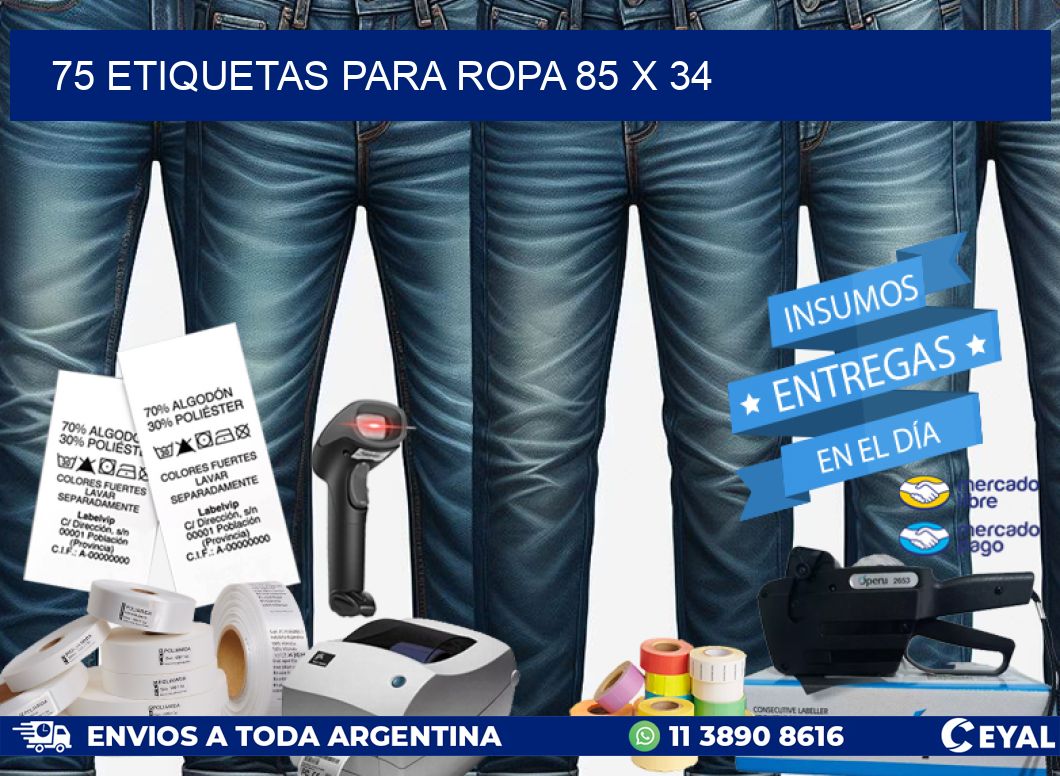 75 ETIQUETAS PARA ROPA 85 x 34