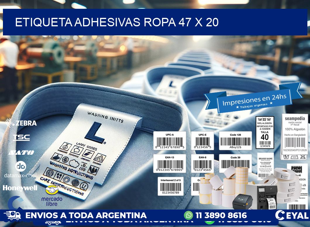 ETIQUETA ADHESIVAS ROPA 47 x 20