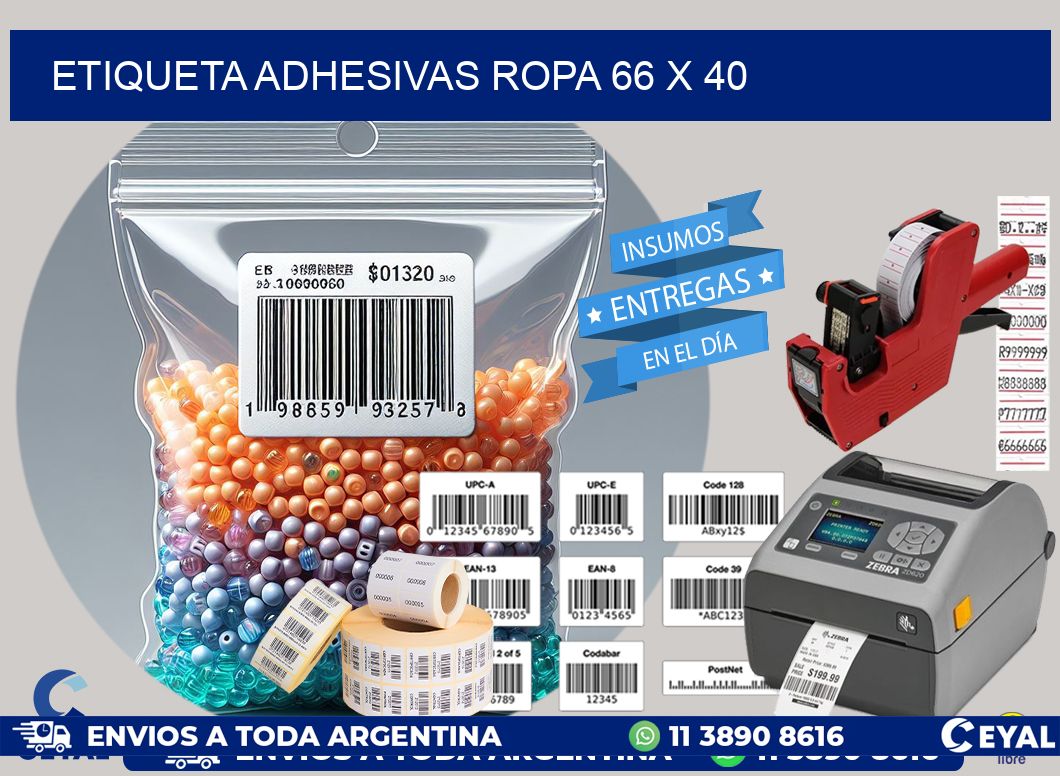 ETIQUETA ADHESIVAS ROPA 66 x 40