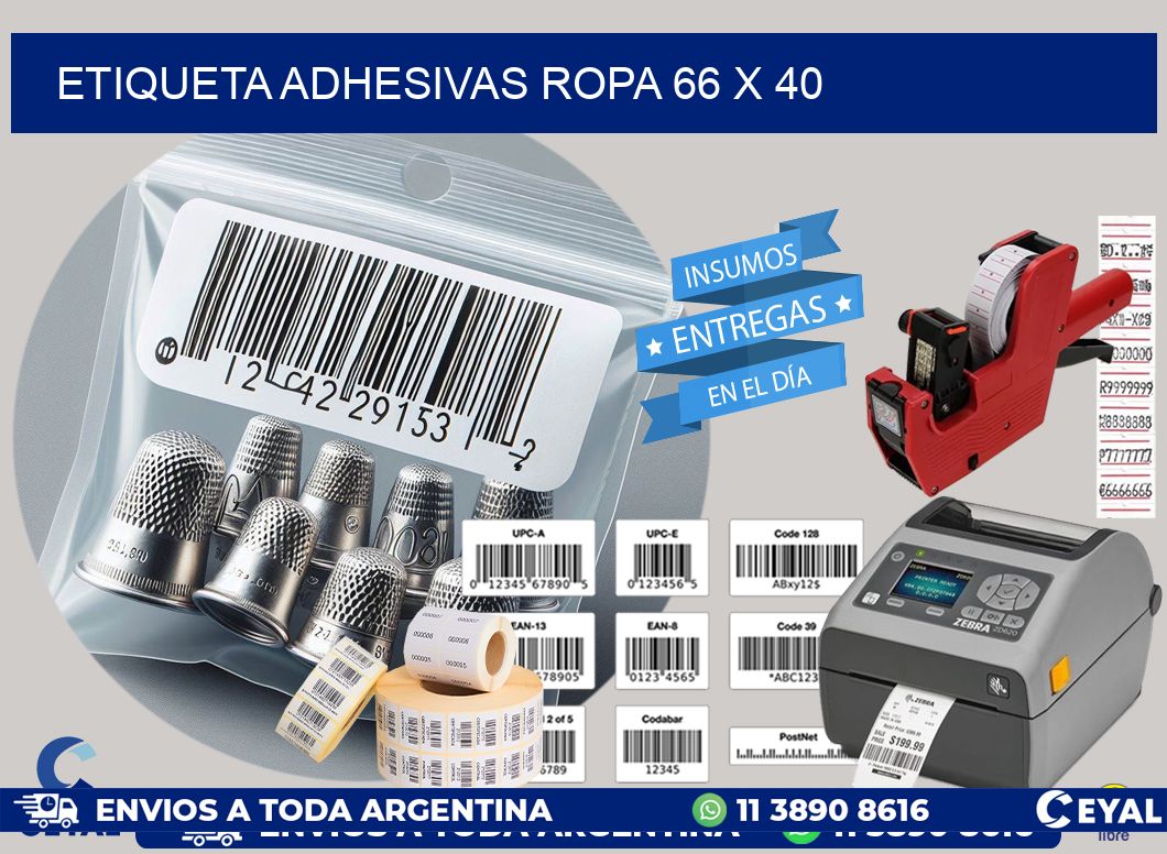 ETIQUETA ADHESIVAS ROPA 66 x 40