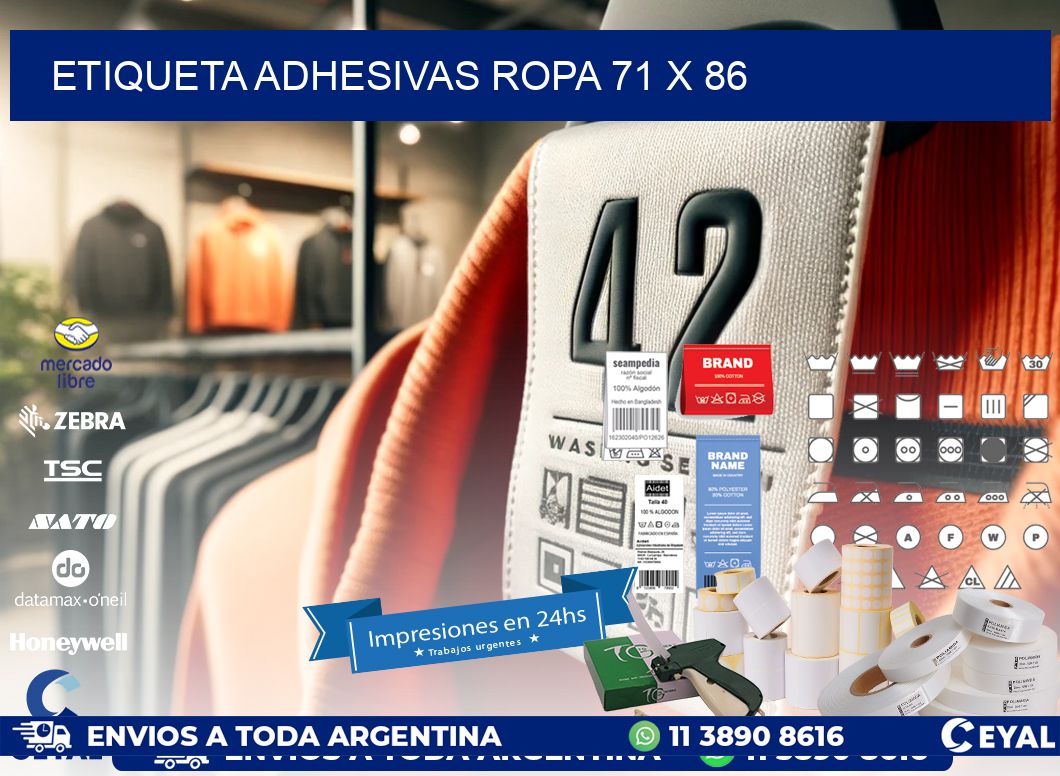 ETIQUETA ADHESIVAS ROPA 71 x 86