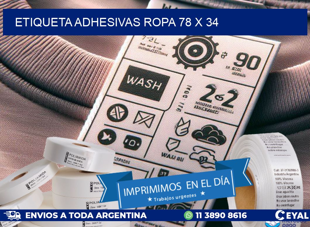 ETIQUETA ADHESIVAS ROPA 78 x 34