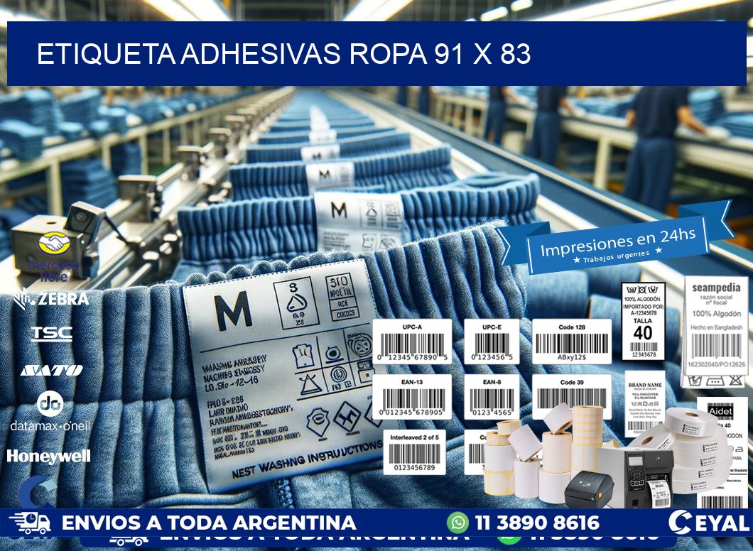 ETIQUETA ADHESIVAS ROPA 91 x 83