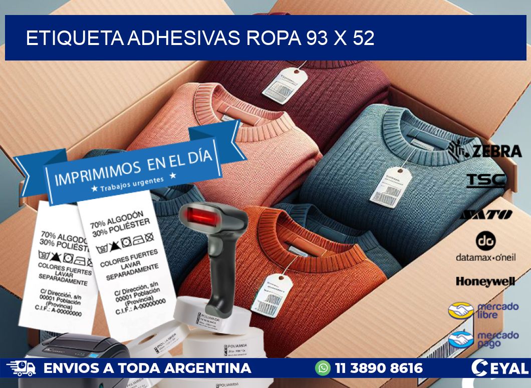 ETIQUETA ADHESIVAS ROPA 93 x 52