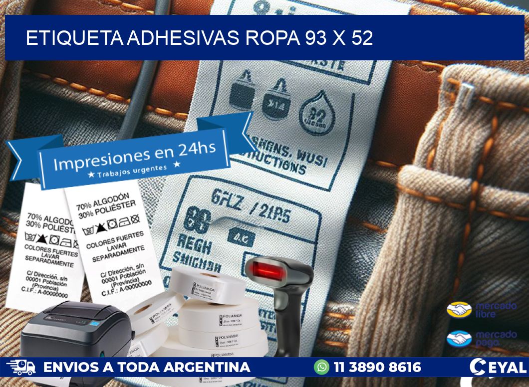 ETIQUETA ADHESIVAS ROPA 93 x 52