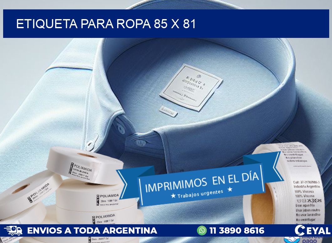 ETIQUETA PARA ROPA 85 x 81