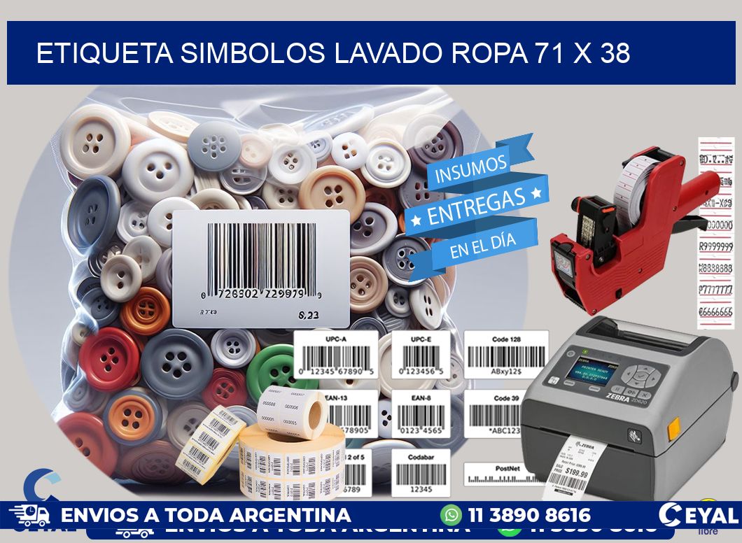 ETIQUETA SIMBOLOS LAVADO ROPA 71 x 38