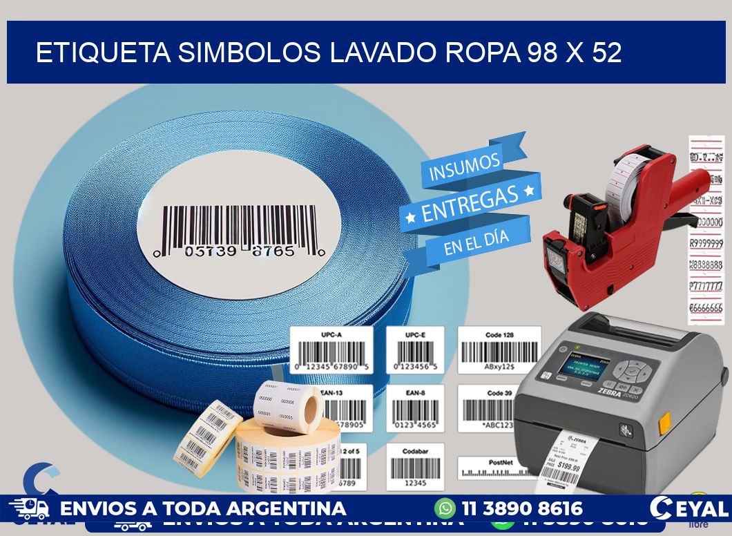 ETIQUETA SIMBOLOS LAVADO ROPA 98 x 52