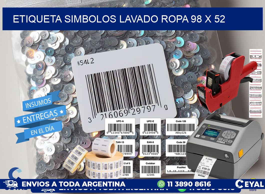 ETIQUETA SIMBOLOS LAVADO ROPA 98 x 52
