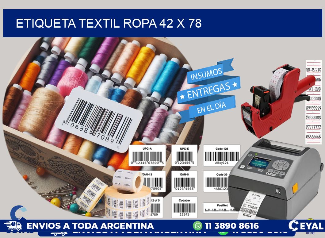 ETIQUETA TEXTIL ROPA 42 x 78