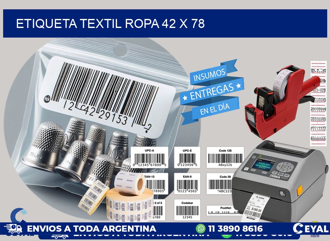ETIQUETA TEXTIL ROPA 42 x 78