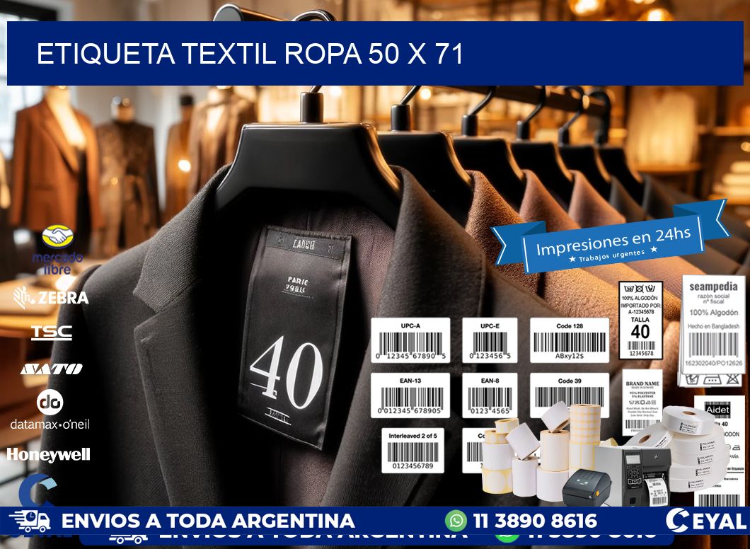 ETIQUETA TEXTIL ROPA 50 x 71