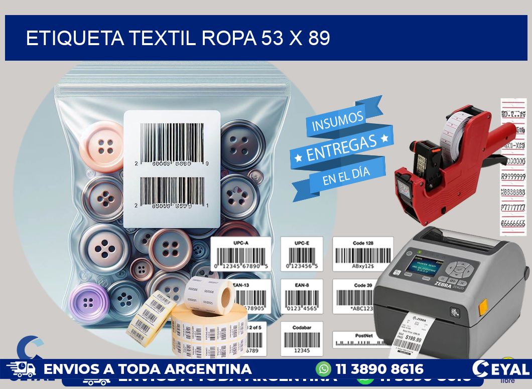 ETIQUETA TEXTIL ROPA 53 x 89