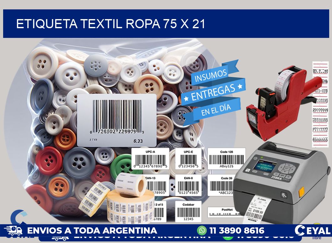 ETIQUETA TEXTIL ROPA 75 x 21