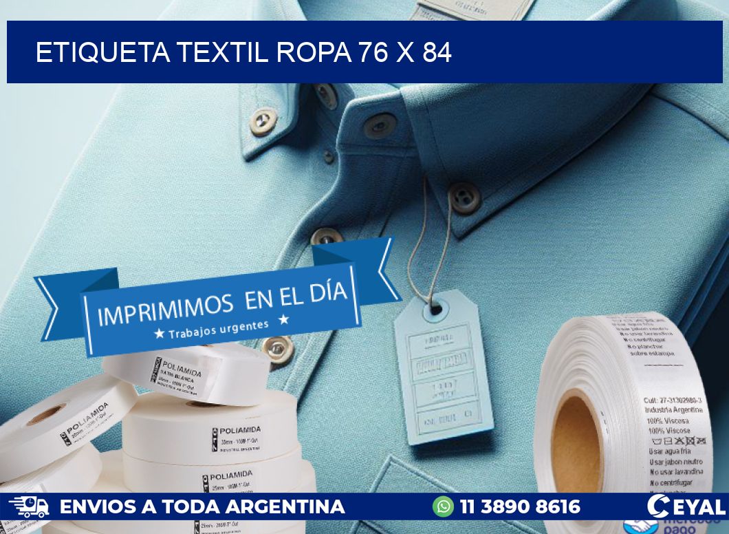 ETIQUETA TEXTIL ROPA 76 x 84