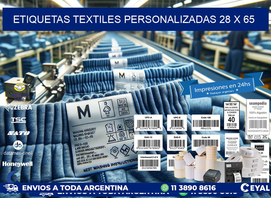 ETIQUETAS TEXTILES PERSONALIZADAS 28 x 65