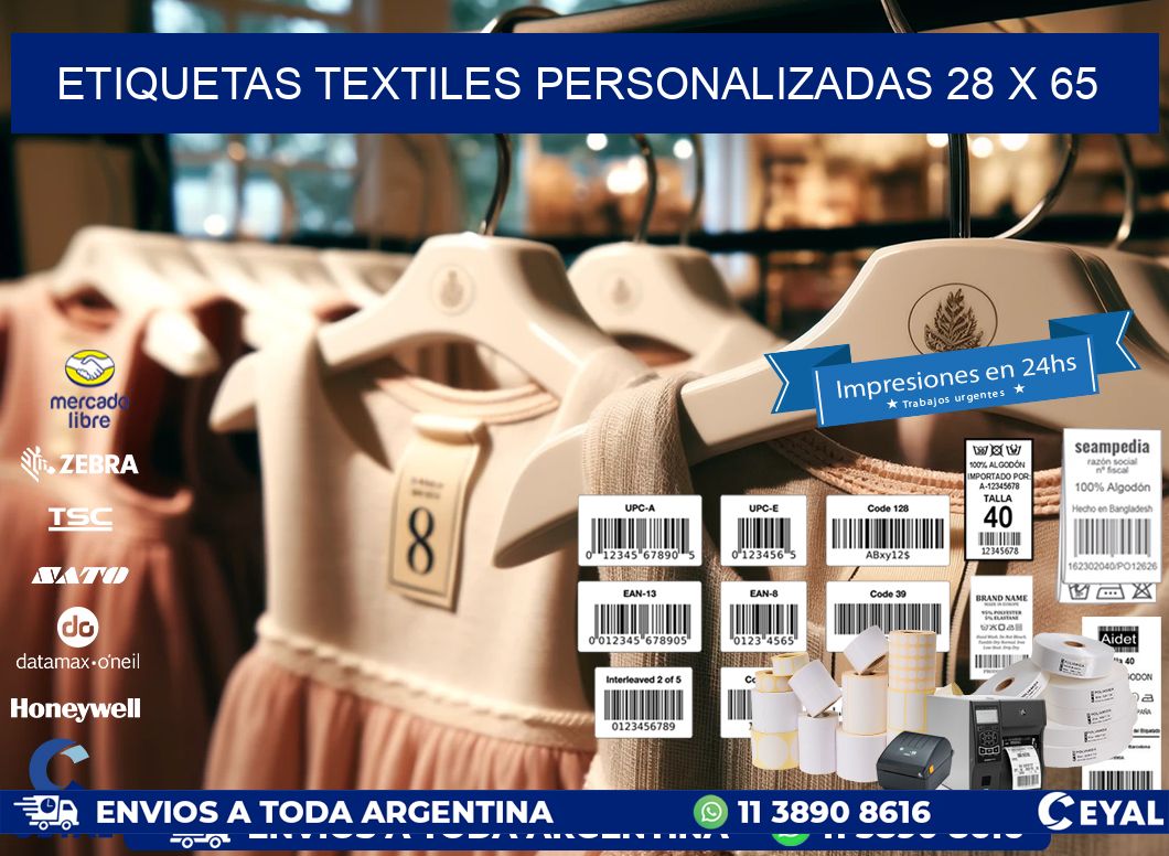 ETIQUETAS TEXTILES PERSONALIZADAS 28 x 65